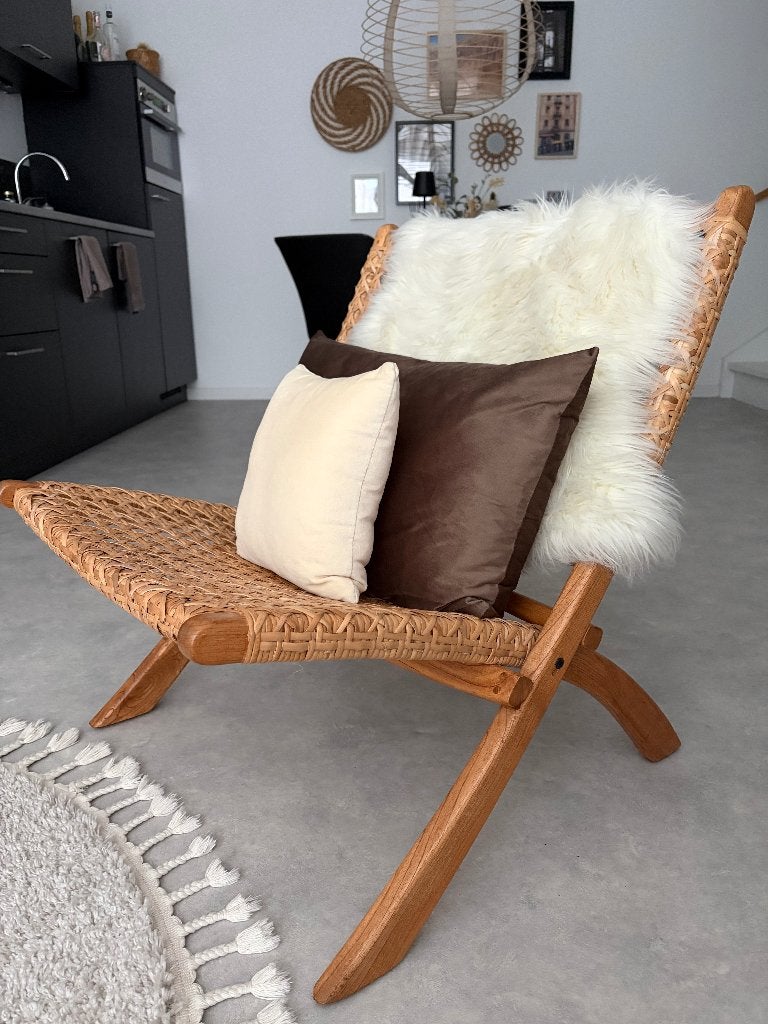Rotan fauteuil / lounge stoel Xenos, Ophalen, 75 tot 100 cm, Hout, Zo goed als nieuw