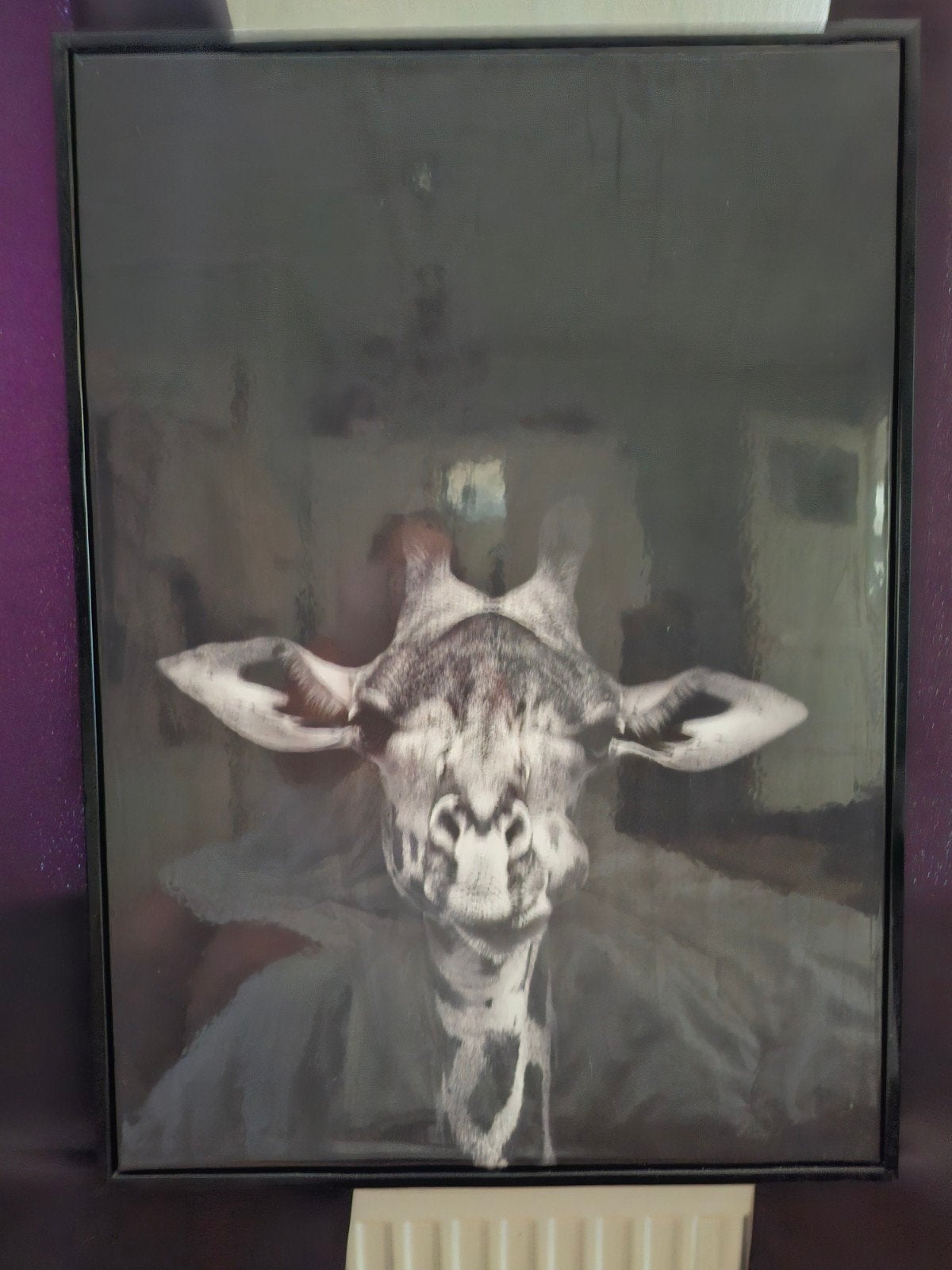 Modern schilderij met giraf - Zwart-wit canvas, Ingelijst, Ophalen of Verzenden, Dieren, Print