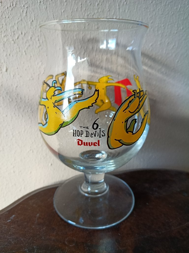 2 Duvel Bierglazen 6 Hop Devils – Limited Edition, Ophalen of Verzenden, Zo goed als nieuw, Glas of Glazen, Duvel