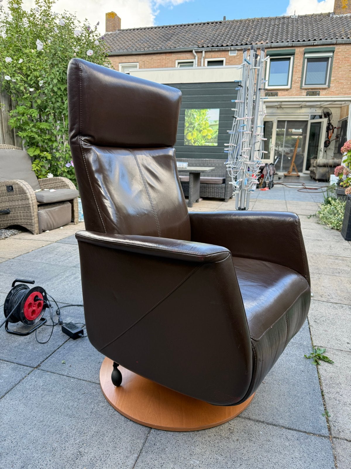 Prominent Elektrische Relaxfauteuil, Ophalen, Gebruikt, Bruin, Leer