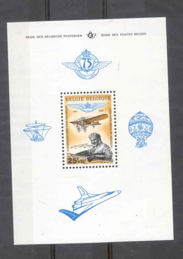 België 1976 Blok Aeroclub en Blériot vliegtuig **, Luchtvaart, Orginele gom, Ophalen of Verzenden, Postfris