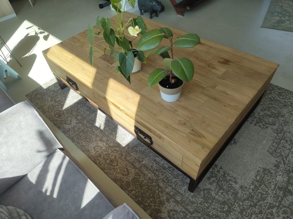 Teakhouten salontafel, Ophalen, 100 tot 150 cm, Modern, eigentijds., 150 tot 200 cm