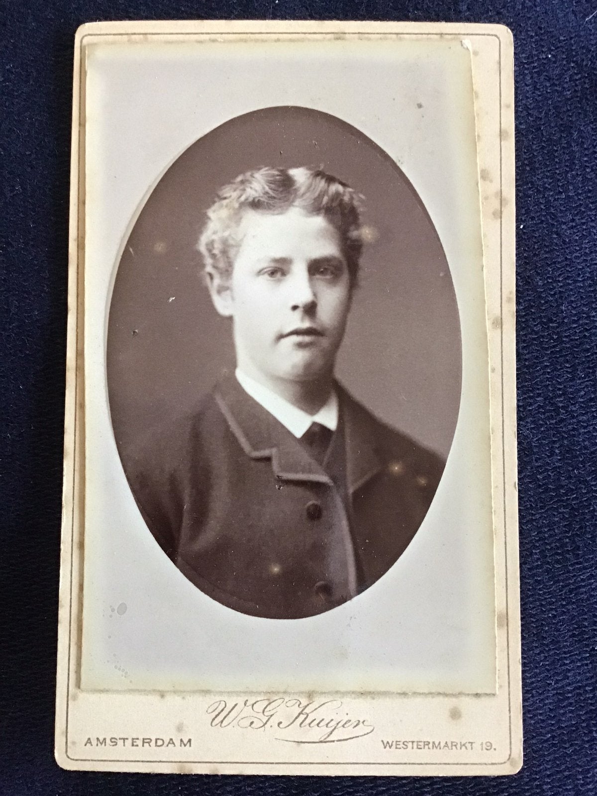 CDV, Jongeman, W.G. KUIJER, AMSTERDAM, Carte de Visite, Verzenden, Voor 1940, Gebruikt, Foto