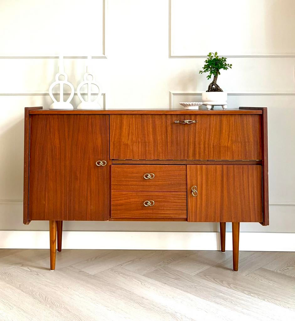 🤎 Vintage dressoir kast retro jaren 60 teak Deens tv-meubel, Huis en Inrichting, Ophalen, Gebruikt, 25 tot 50 cm