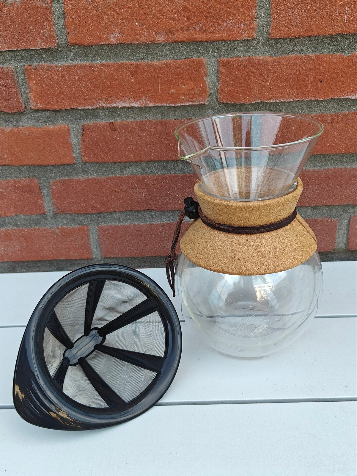 Bodum pour over/ cafetière met permanent filter, rvs, 8 kops, Bodum, Zo goed als nieuw, Ophalen, Beige
