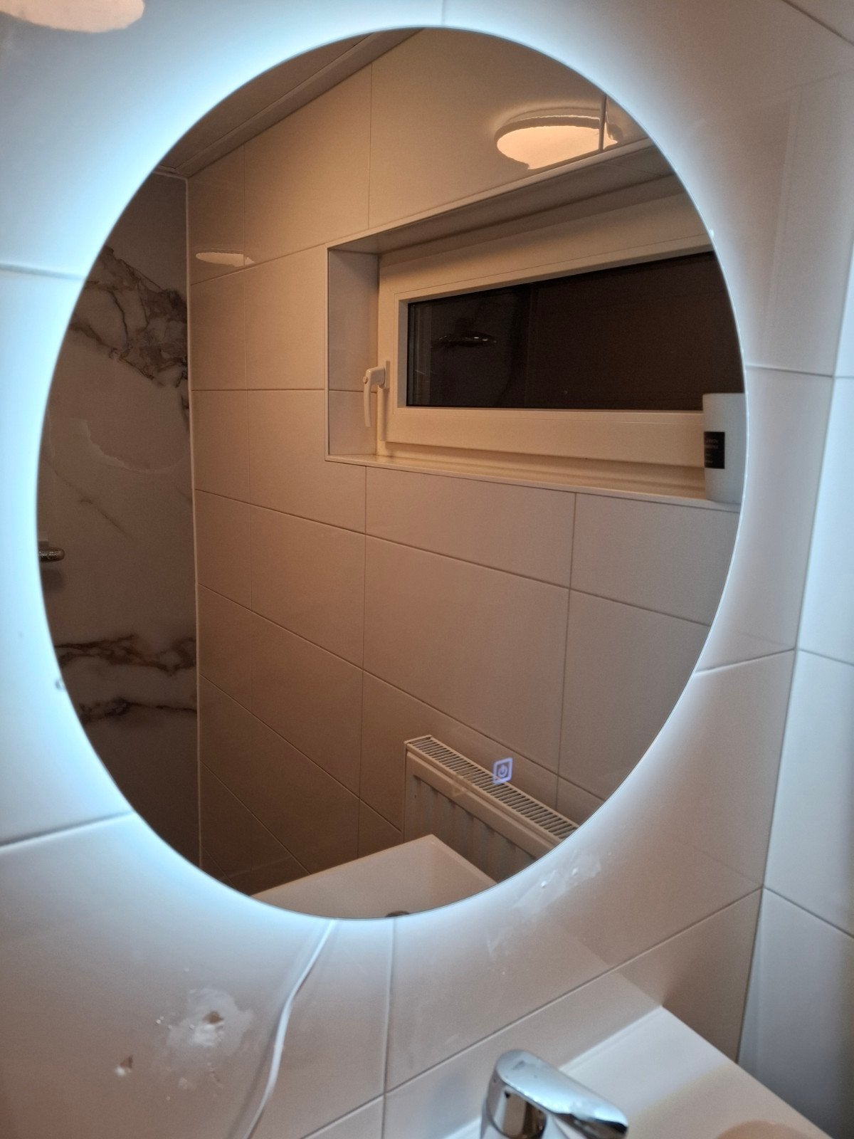 Te koop SensaHome spiegel douche diameter 60, Ophalen, Zo goed als nieuw, Wit, Overige typen