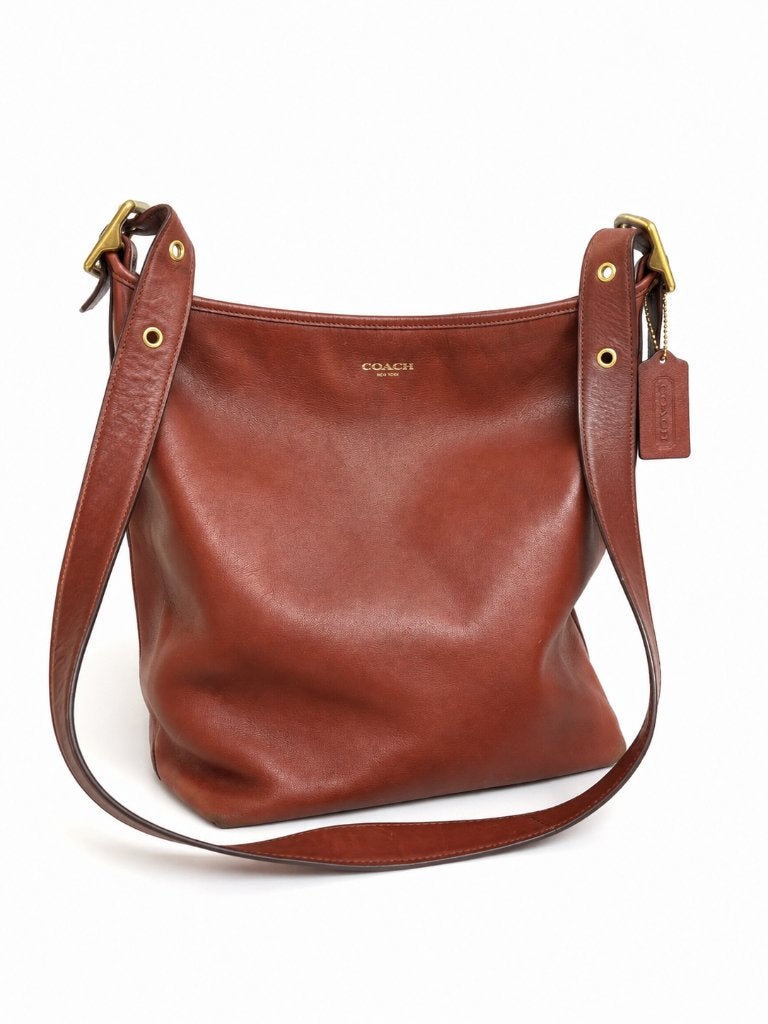 Vintage Coach cognac leren schoudertas, Ophalen of Verzenden, Zo goed als nieuw, Bruin, Overige typen