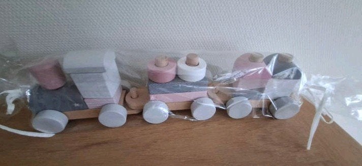 Educatieve houten trein - 42 cm, kraamkado, label -label., Kinderen en Baby's, Ophalen of Verzenden, Nieuw, Bouwen