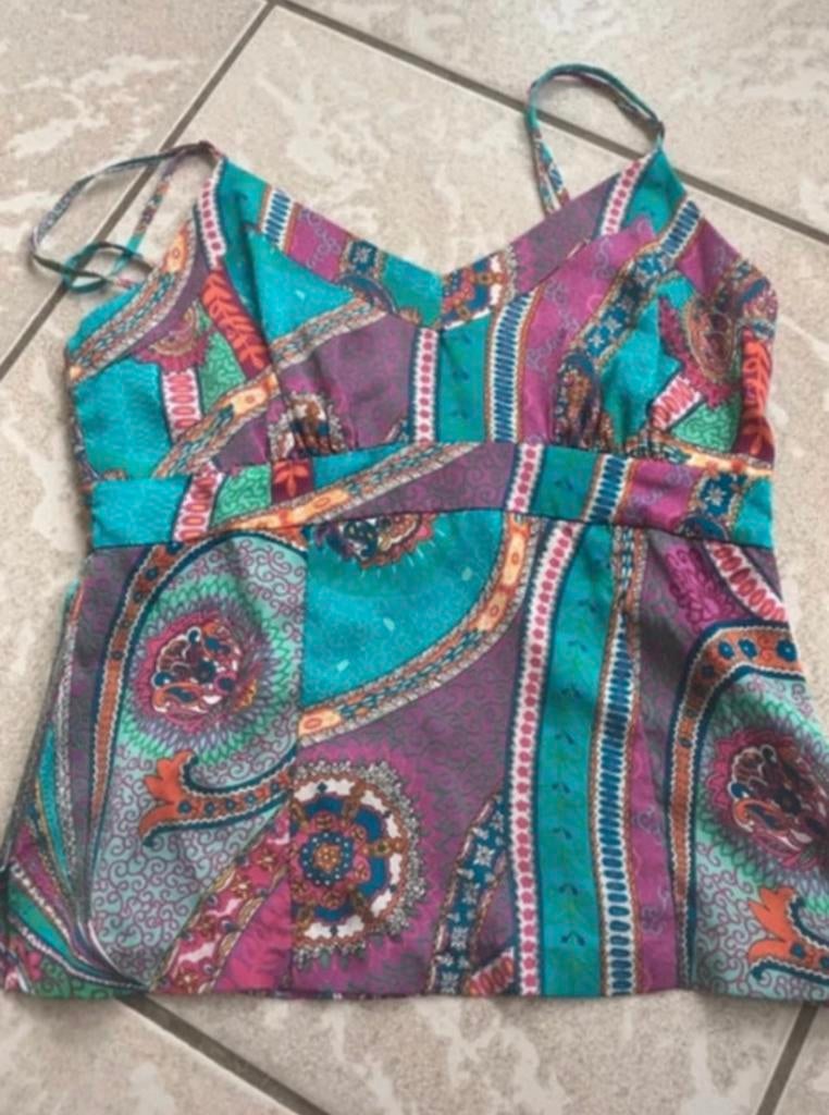 Ibiza top, Silk, Tommy hilfiger, 2 = xxxs, Ophalen of Verzenden, Zo goed als nieuw, Blauw, Zonder mouw