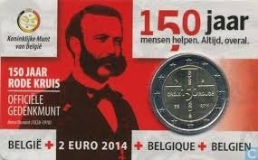 2 Euro Belgie 2014 - Rode Kruis - BU Coincard FR of NL, Verzenden, België, 2 euro, Losse munt