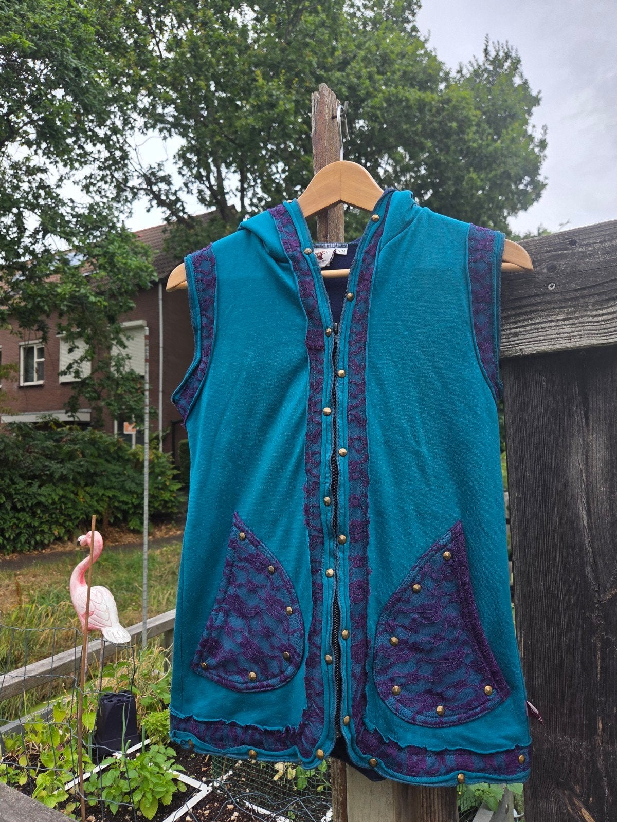 Nieuwe handgemaakte mouwloze hoodie met rits, Meerkleurig, Nieuw, Ophalen of Verzenden, Hippie