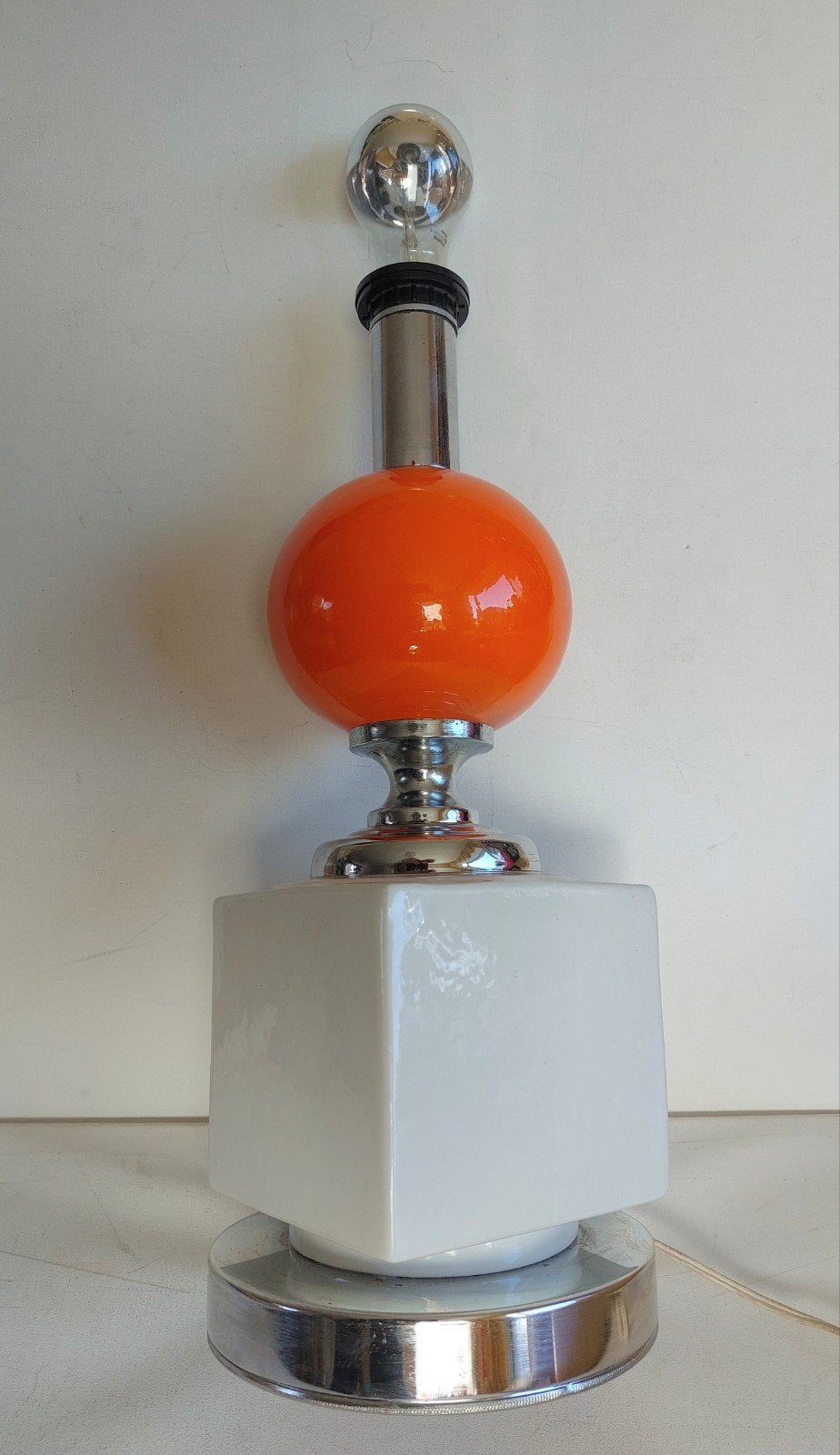 Vintage Oranje zware Orginele jr 70 Tafellamp -, Ophalen of Verzenden