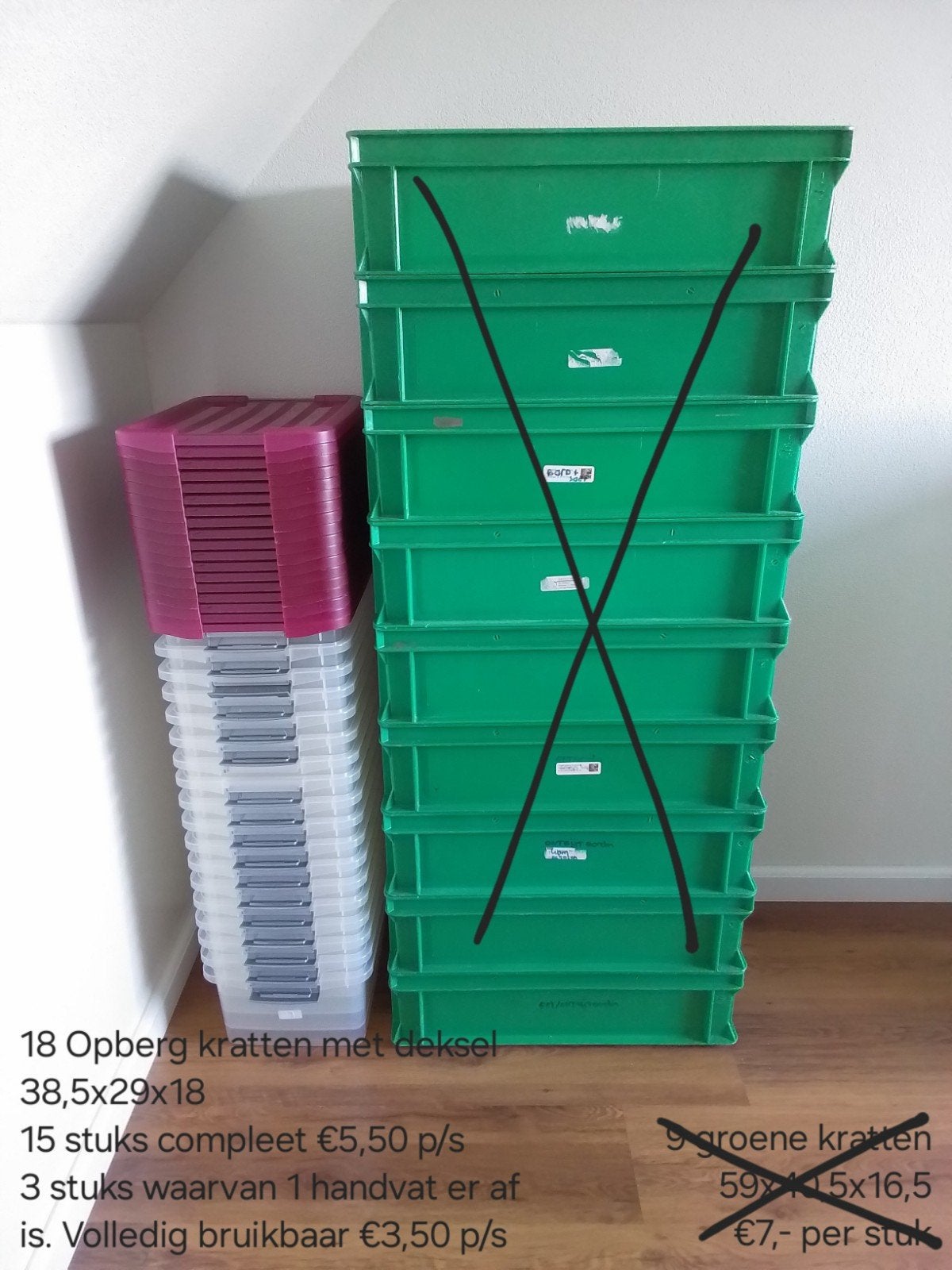 Krat met deksel, boxen, dozen, Ophalen, Gebruikt