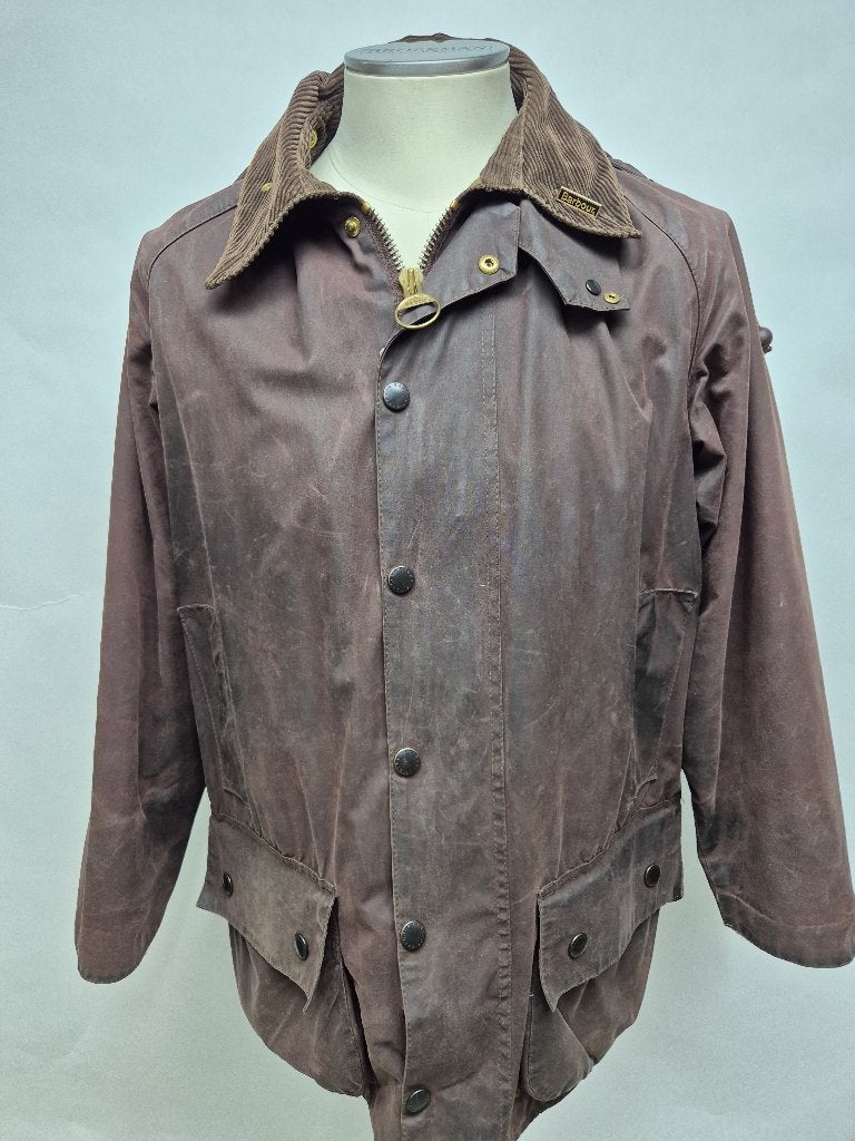 Barbour 'Beaufort' wax jas, Medium met capuchon  C40-102cm, Barbour, Bruin, Maat 48/50 (M), Ophalen of Verzenden