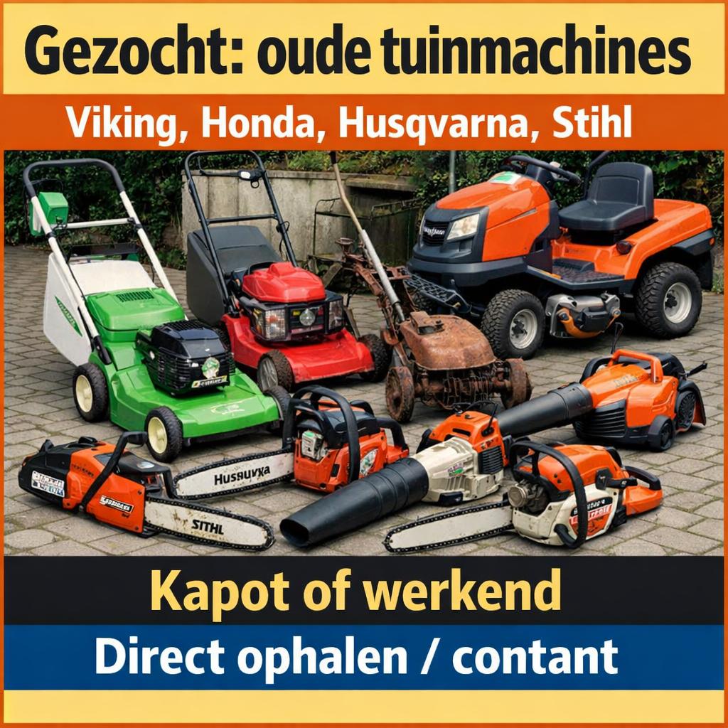 Gezocht: oude tuinmachines – kapot of werkend, Ophalen of Verzenden