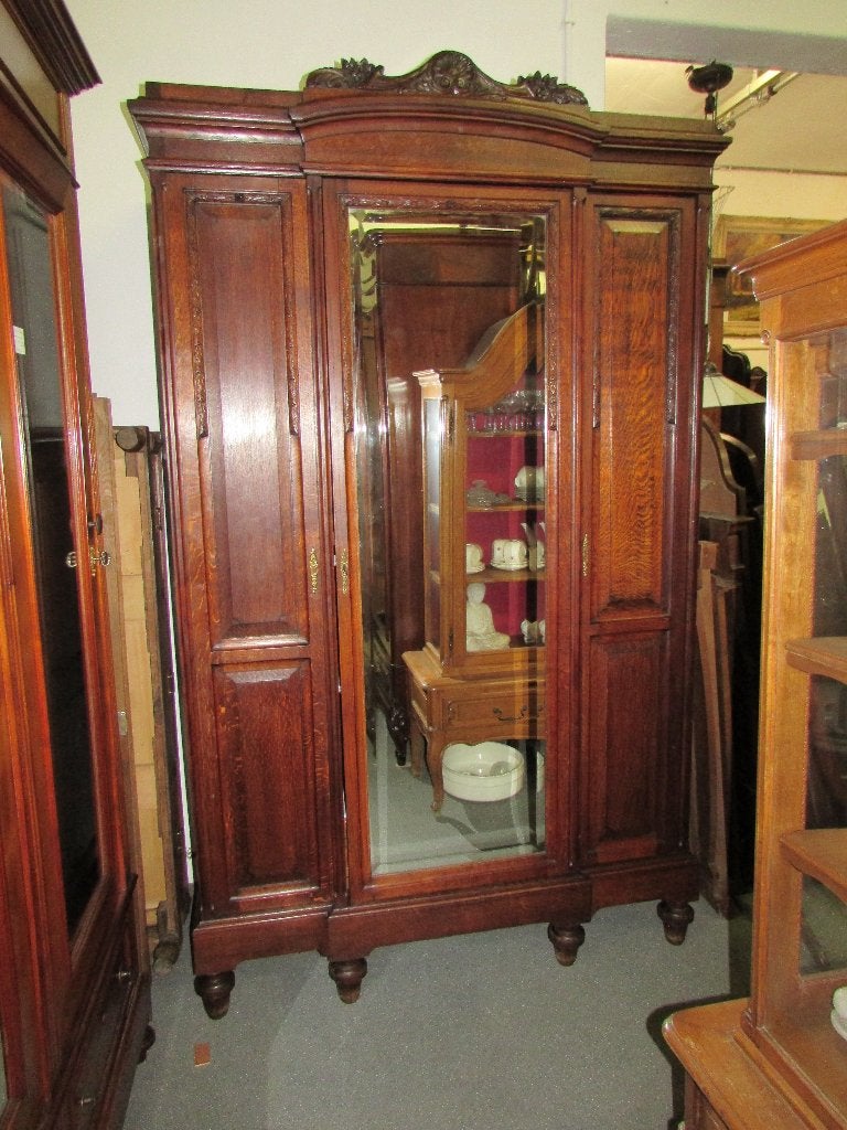 antiek massief eiken 2x linnenkast kleerkast hang en leg, Ophalen, Gebruikt, 100 tot 150 cm, 200 cm of meer