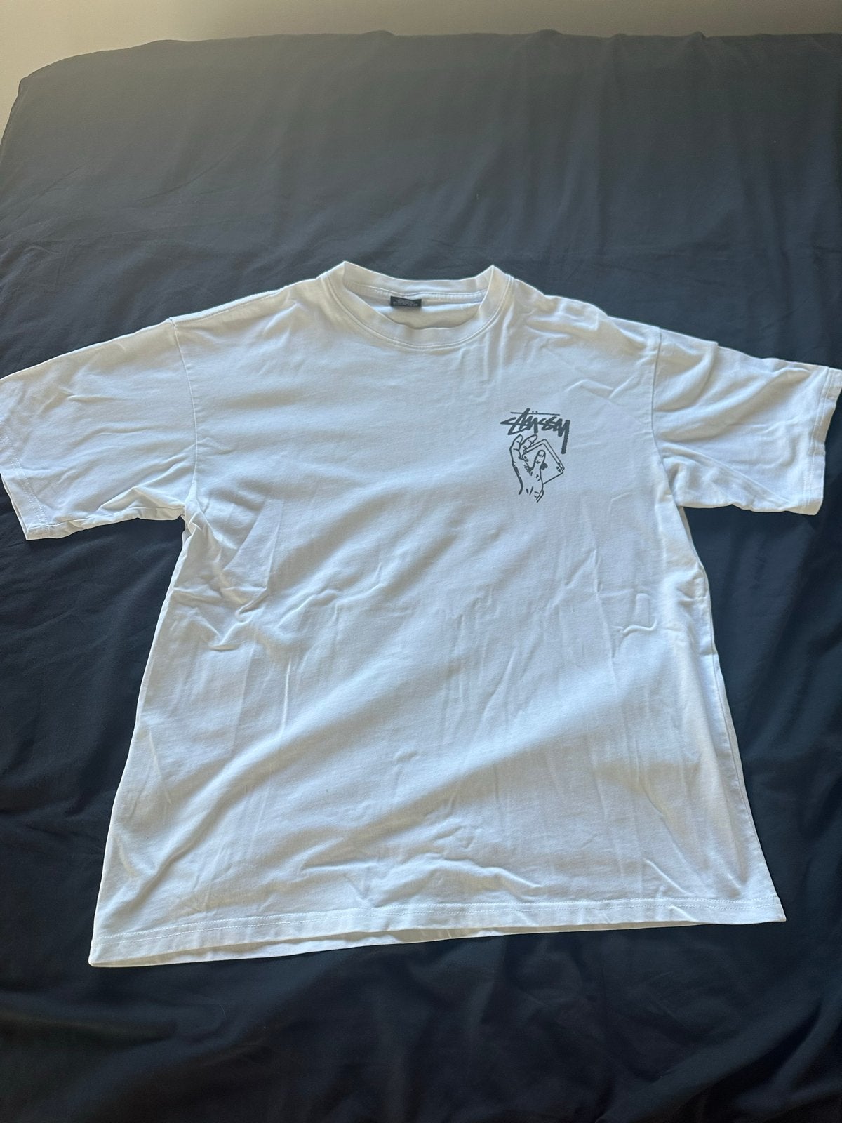 Stussy T-shirt met kaartmotief - Maat M, Ophalen of Verzenden, Zo goed als nieuw, Maat 48/50 (M), Wit