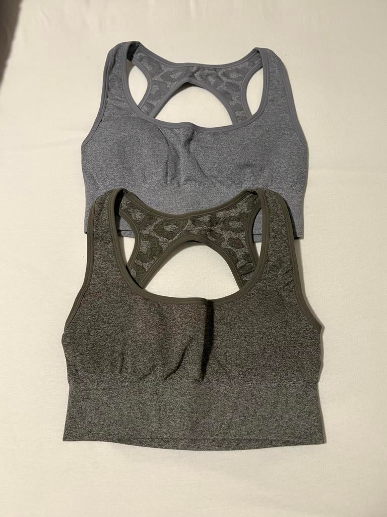 NVGTN Sportbeha's - Set van 2 (Grijs & Groen), Kleding | Dames, Sportkleding, Nieuw, Ophalen of Verzenden, Fitness of Aerobics