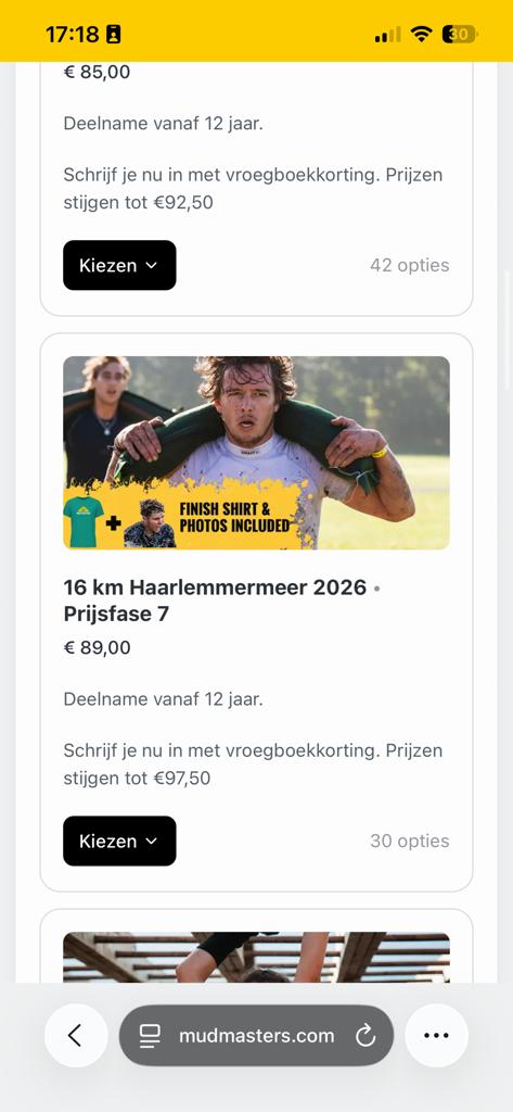 16km - Mudmasters tickets Haarlemmermeer, Tickets en Kaartjes, Drie personen of meer