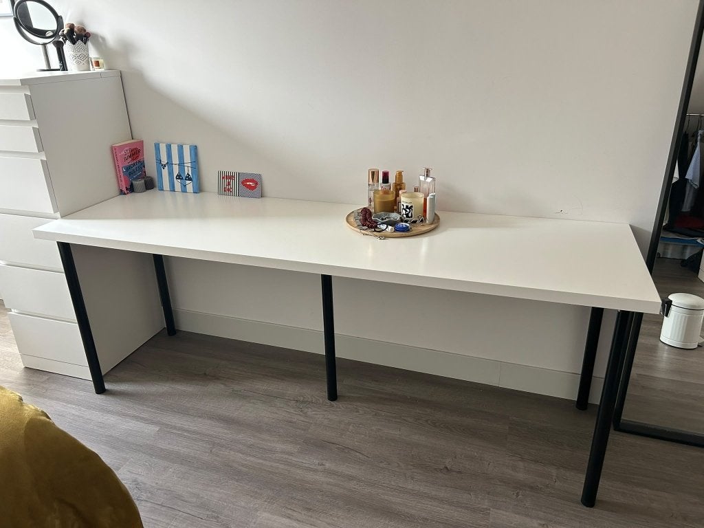 ikea lagkapten tafelblad wit 60 x 200 cm + Adils poten zwart, Ophalen, Demontabel, Zo goed als nieuw, 60 cm