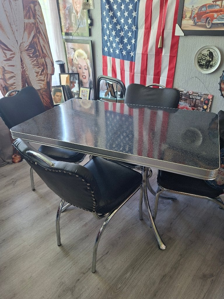 bel air diner eethoek, Zwart, Ophalen of Verzenden, Zo goed als nieuw, Vier