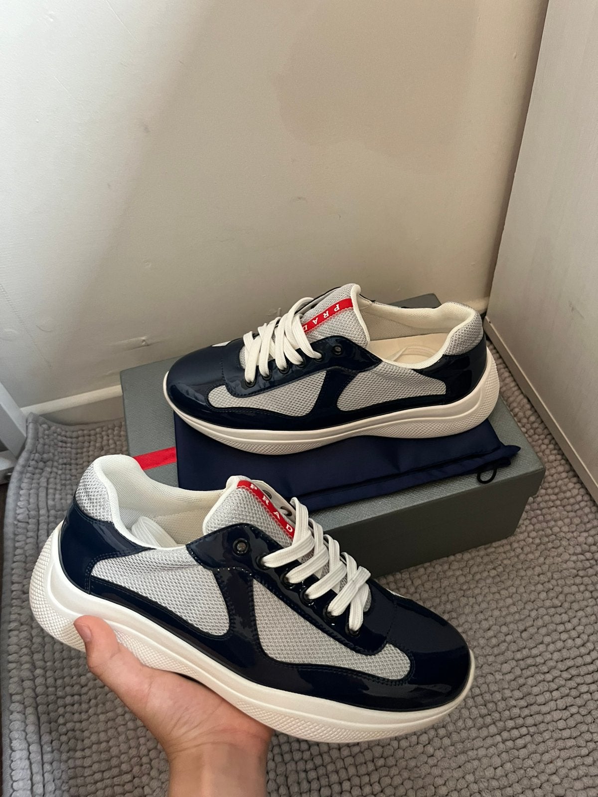 Prada cups, Kleding | Heren, Verzenden, Blauw, Sneakers of Gympen, Zo goed als nieuw