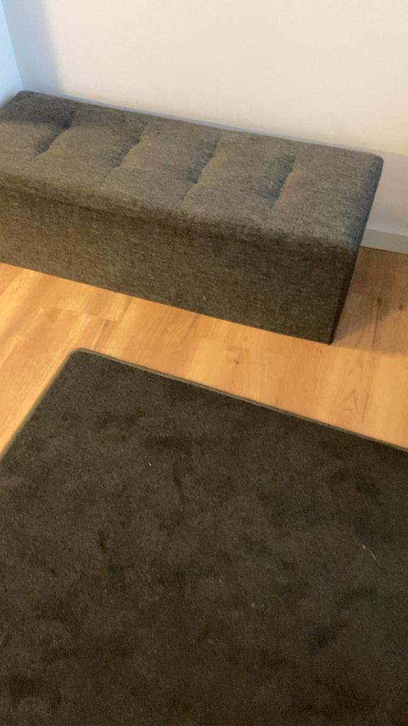 Grijze stoffen poef met knope, Minder dan 50 cm, Gebruikt, 100 tot 125 cm, Ophalen of Verzenden