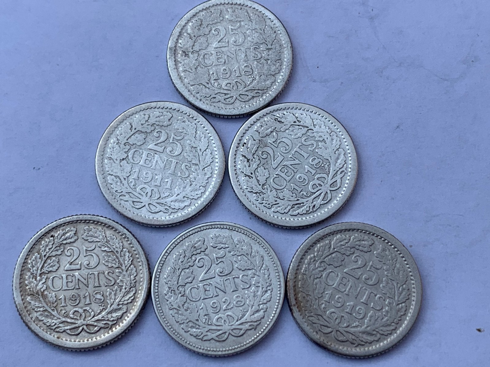 6 zilveren kwartjes wilhelmina restlotje wo ook de 1911, Postzegels en Munten, Munten | Nederland, Ophalen of Verzenden, Koningin Wilhelmina