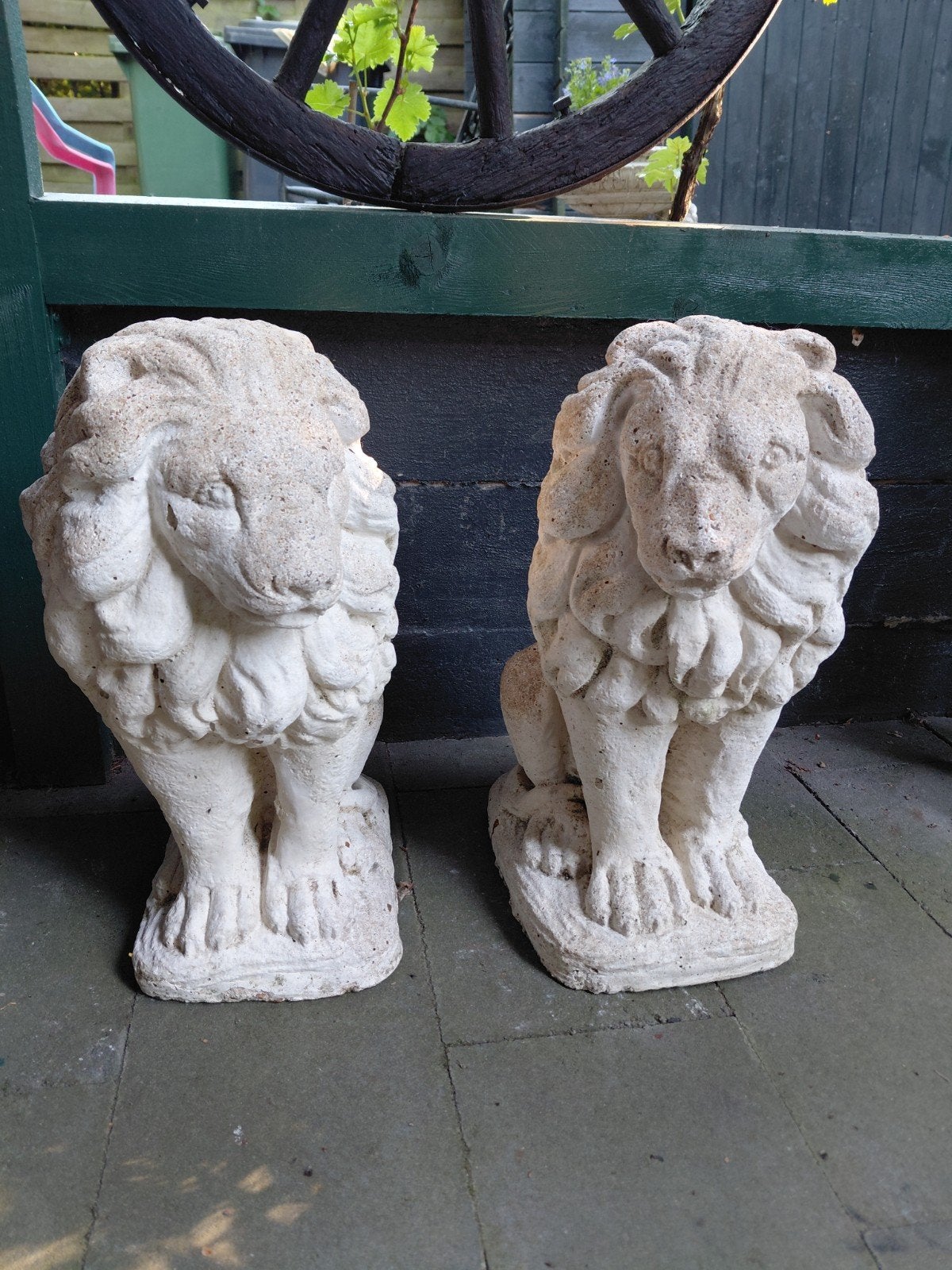 Betonbeelden Leeuwen Set, Tuin en Terras, Tuinbeelden, Ophalen, Gebruikt, Beton, Dierenbeeld