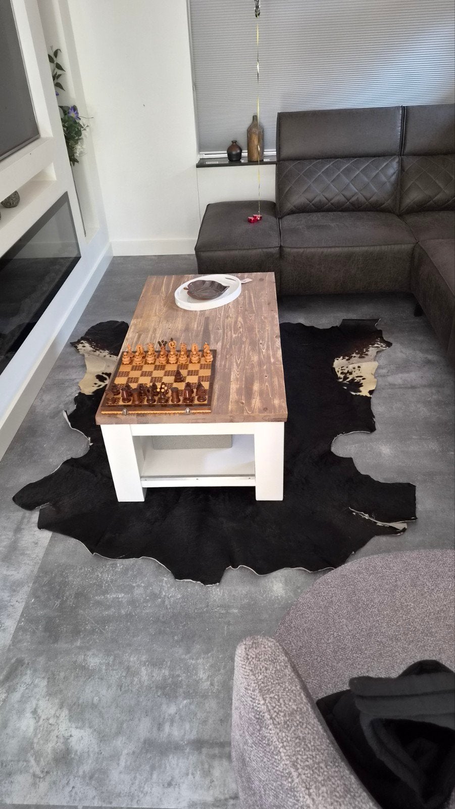 Koeienhuid kleed - Zwart met bruin/wit accenten, 100 tot 150 cm, Modern, Landelijk, Natuurlijk, Ophalen of Verzenden, 150 tot 200 cm