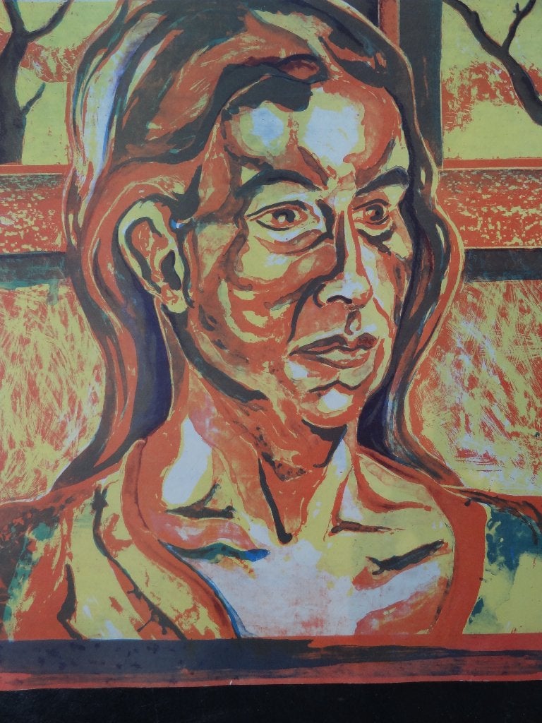 Kleurrijke litho jonge vrouw, Eric nr 90-200, Antiek en Kunst, Kunst | Litho's en Zeefdrukken, Origineel, Verzenden, Portret en Figuren