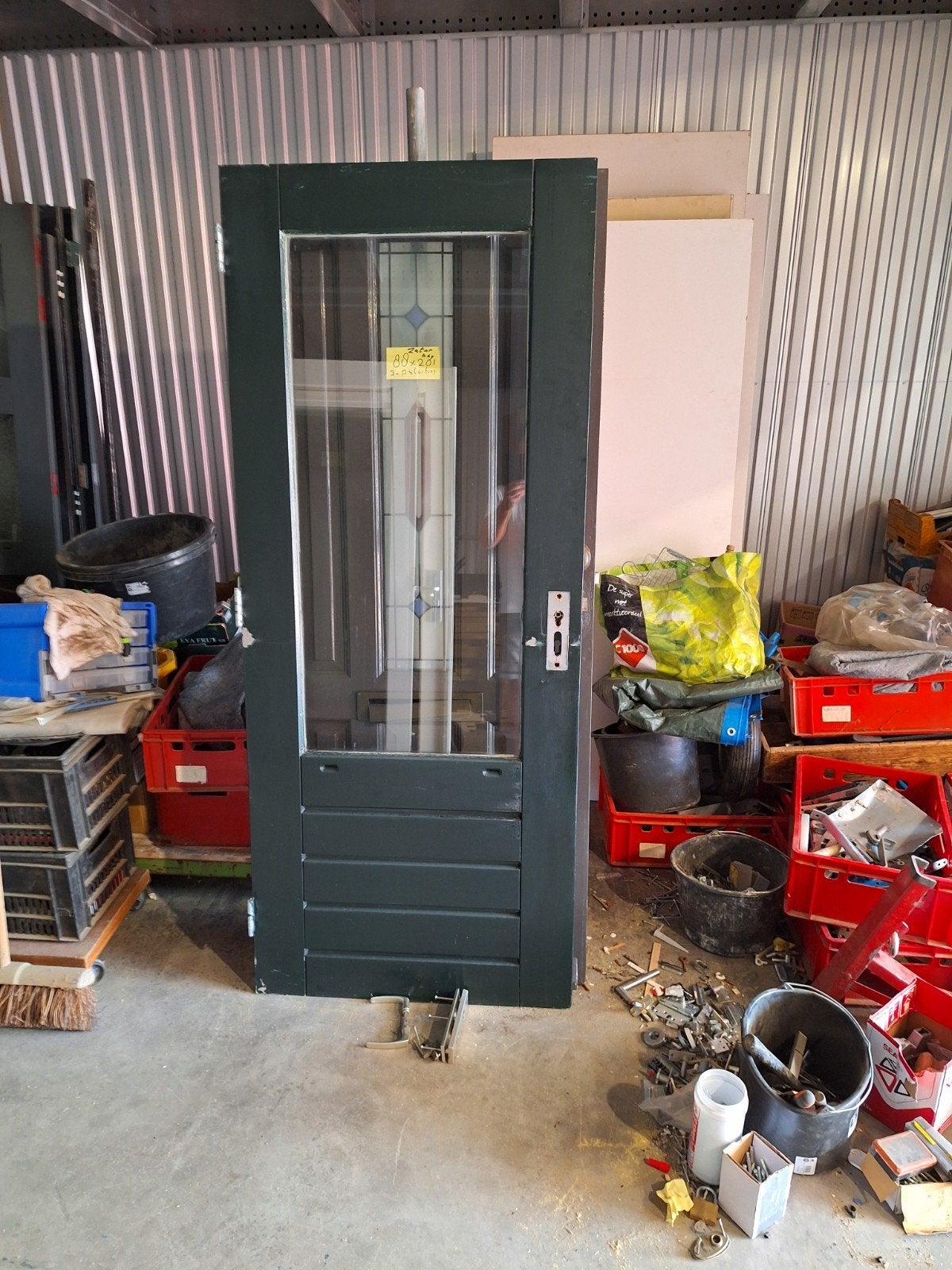 te koop schuurdeur, Ophalen, 200 tot 215 cm, Glas, Buitendeur