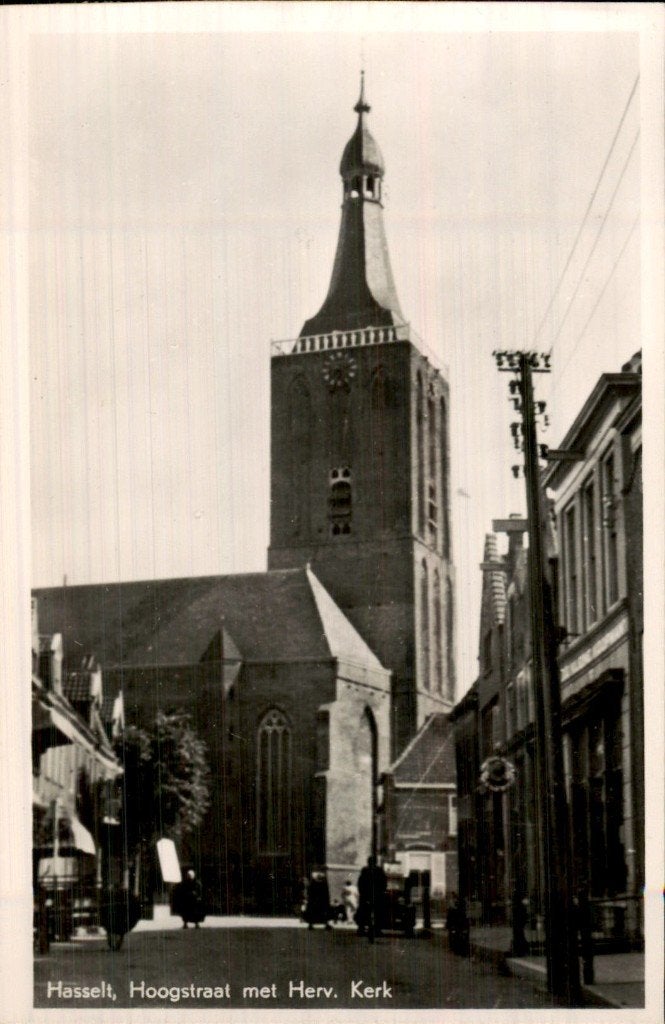 Hasselt - Herv. Kerk - Hoogstraat, Ophalen of Verzenden, 1940 tot 1960, Ongelopen, Overijssel