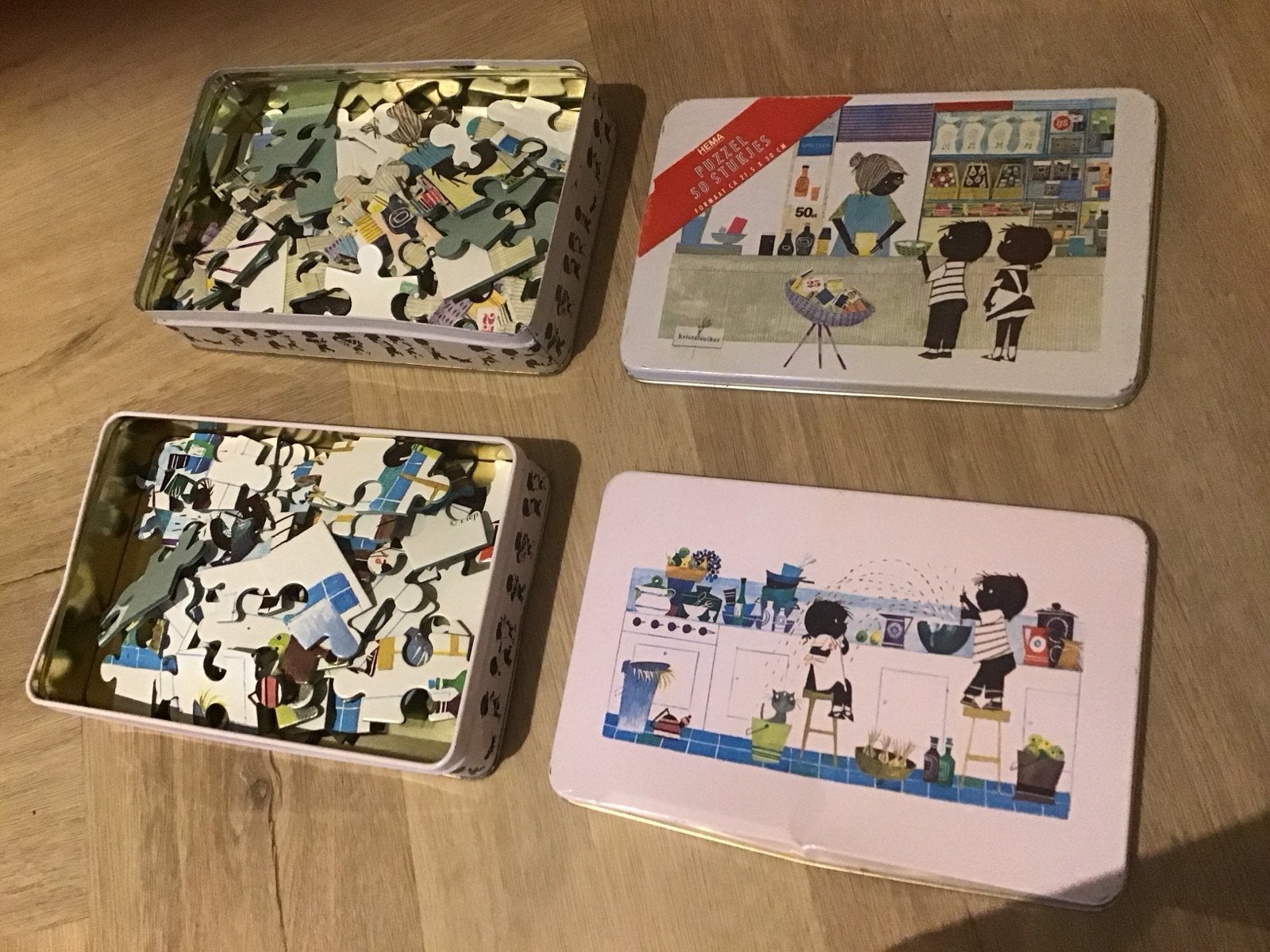 Jip & Janneke Puzzels 50 stukjes in blik - 2 stuks, Hobby en Vrije tijd, Denksport en Puzzels, Ophalen of Verzenden, Minder dan 500 stukjes
