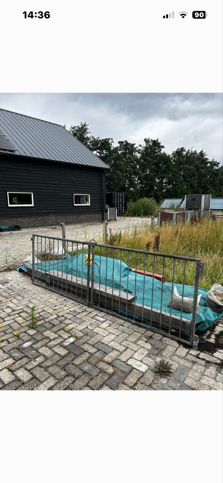 IJzeren hek - 3.20m breed, met poort, Met poort, Gebruikt, Overige typen, Ophalen of Verzenden