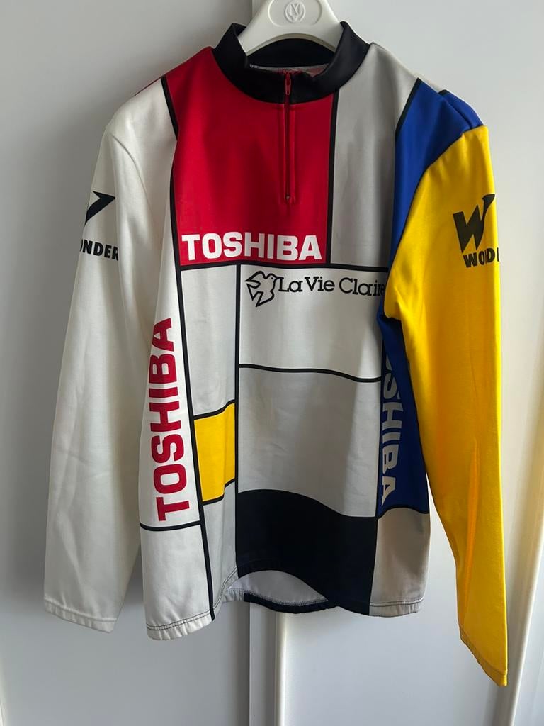 Vintage Toshiba La Vie Claire 1987 wielershirt trui shirt, Ophalen of Verzenden, Zo goed als nieuw, Kleding