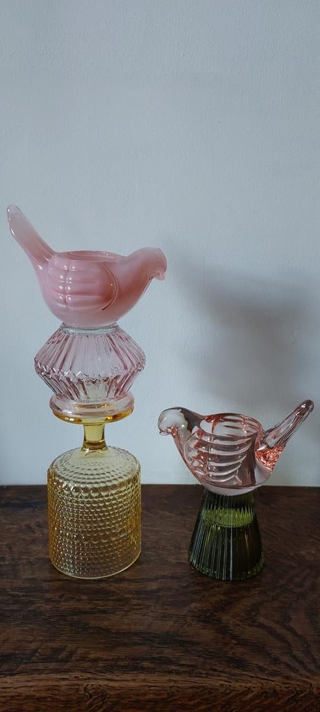 Anna+Nina glazen kandelaars vogels - Nieuw, Huis en Inrichting, Woonaccessoires | Kandelaars en Kaarsen, Ophalen of Verzenden