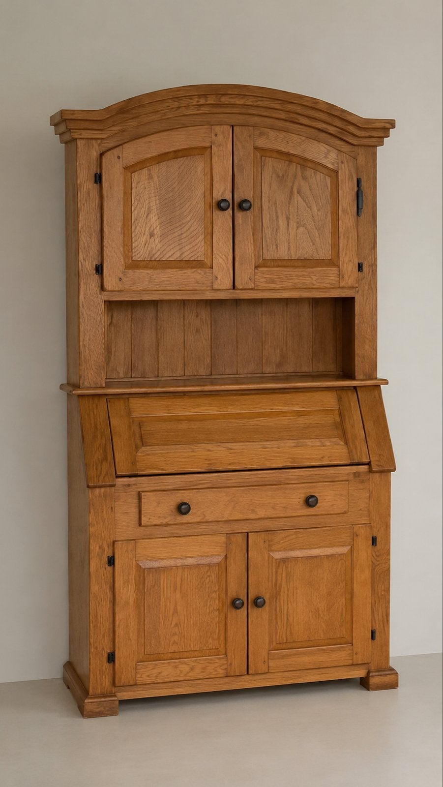Eikenhouten secretaire kast - tweedelig, Ophalen