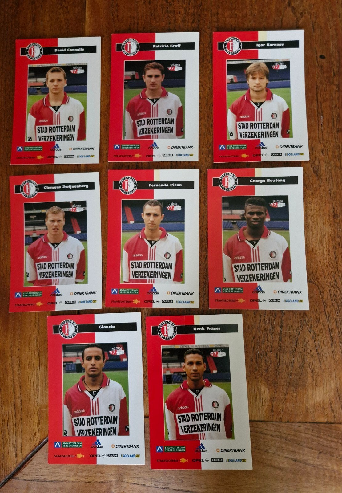 Feyenoord Spelerskaarten 1997-1998 - 8 Stuks, Ophalen of Verzenden, Zo goed als nieuw, Feyenoord, Spelerskaart
