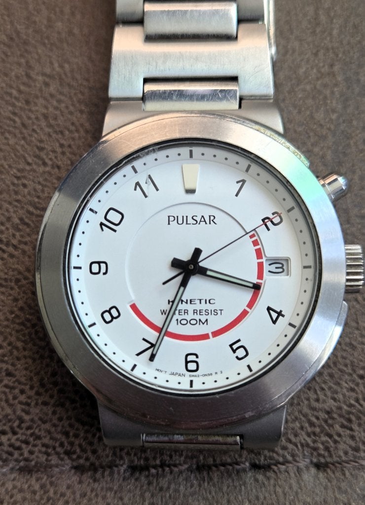 Pulsar (Seiko) Kinetic, Gebruikt, Staal, Polshorloge, Ophalen of Verzenden