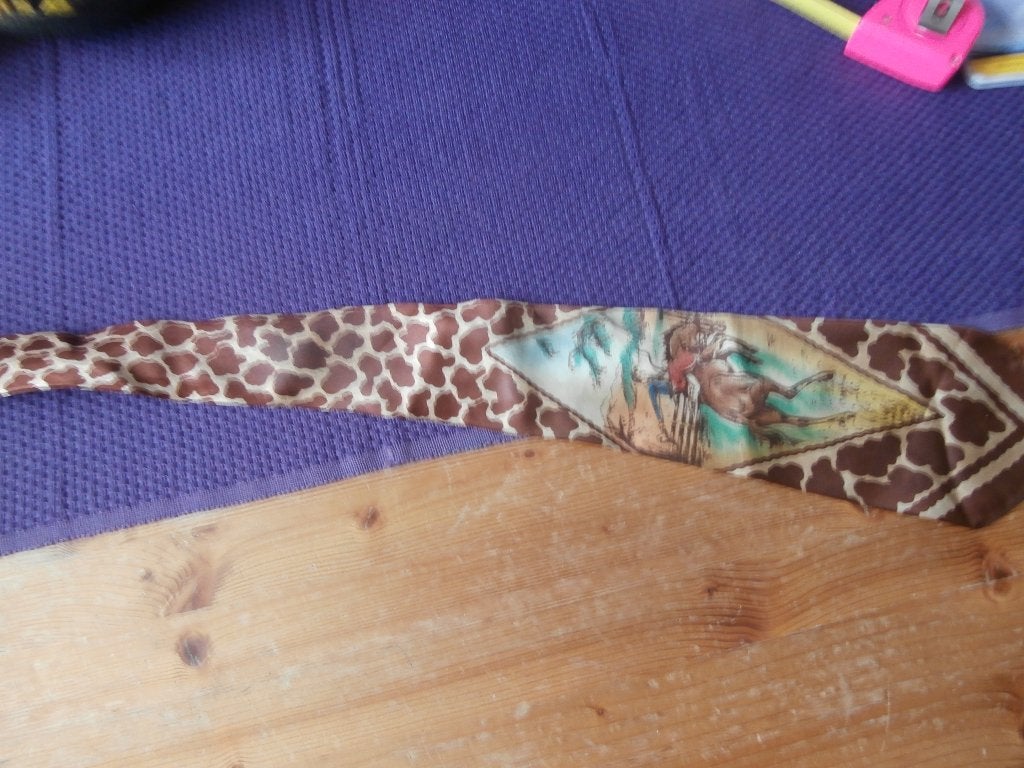 antieke stropdas in giraf kleuren handgeschilderd cowboy, Ophalen of Verzenden, Gedragen, Bruin, Met patroon