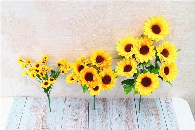 Kunst Zonnebloem Tak / Nep Sier Namaak Bloem Zonnebloemen, Huis en Inrichting, Verzenden, Nieuw, Kunstbloem