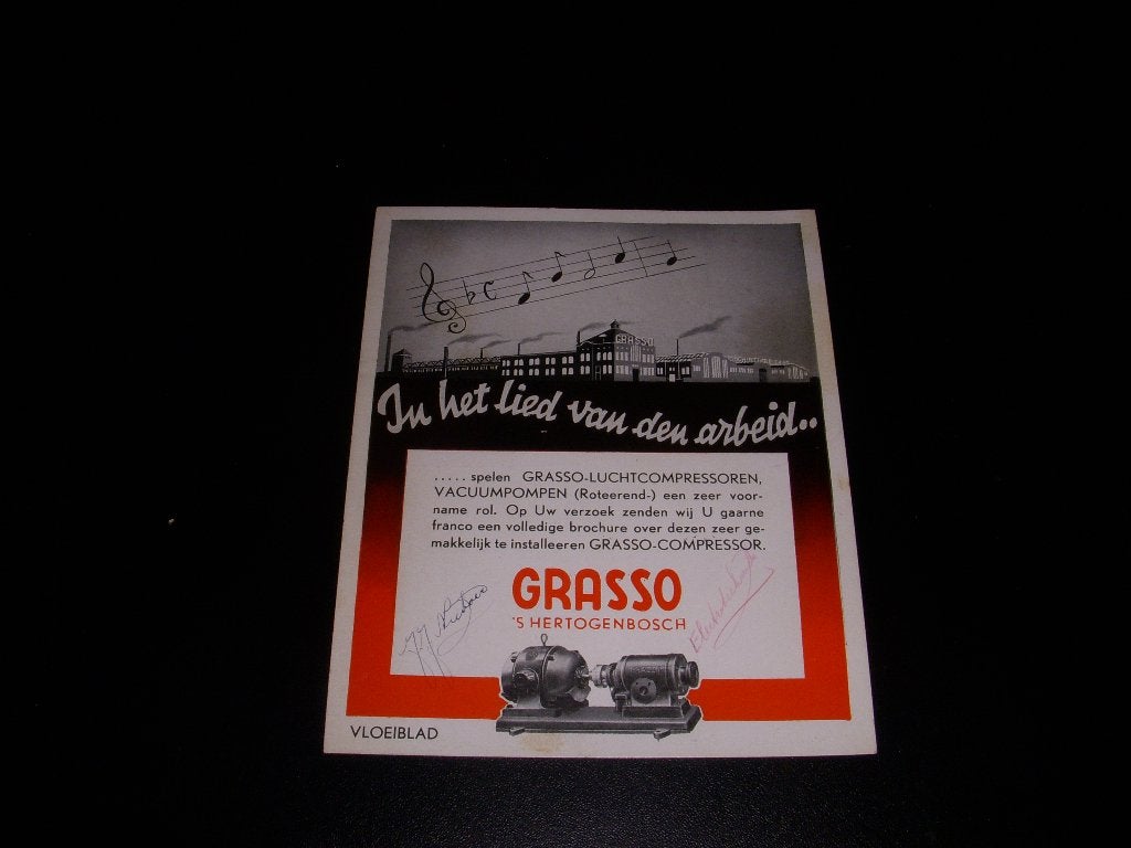 OUD vloeiblad GRASSO 'S Hertogenbosch pompen jaren 30, Ophalen of Verzenden, Gebruikt, Gebruiksvoorwerp