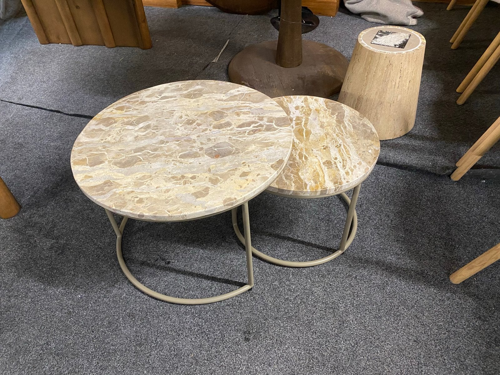 Tafel set beige marmer Alvar nieuw