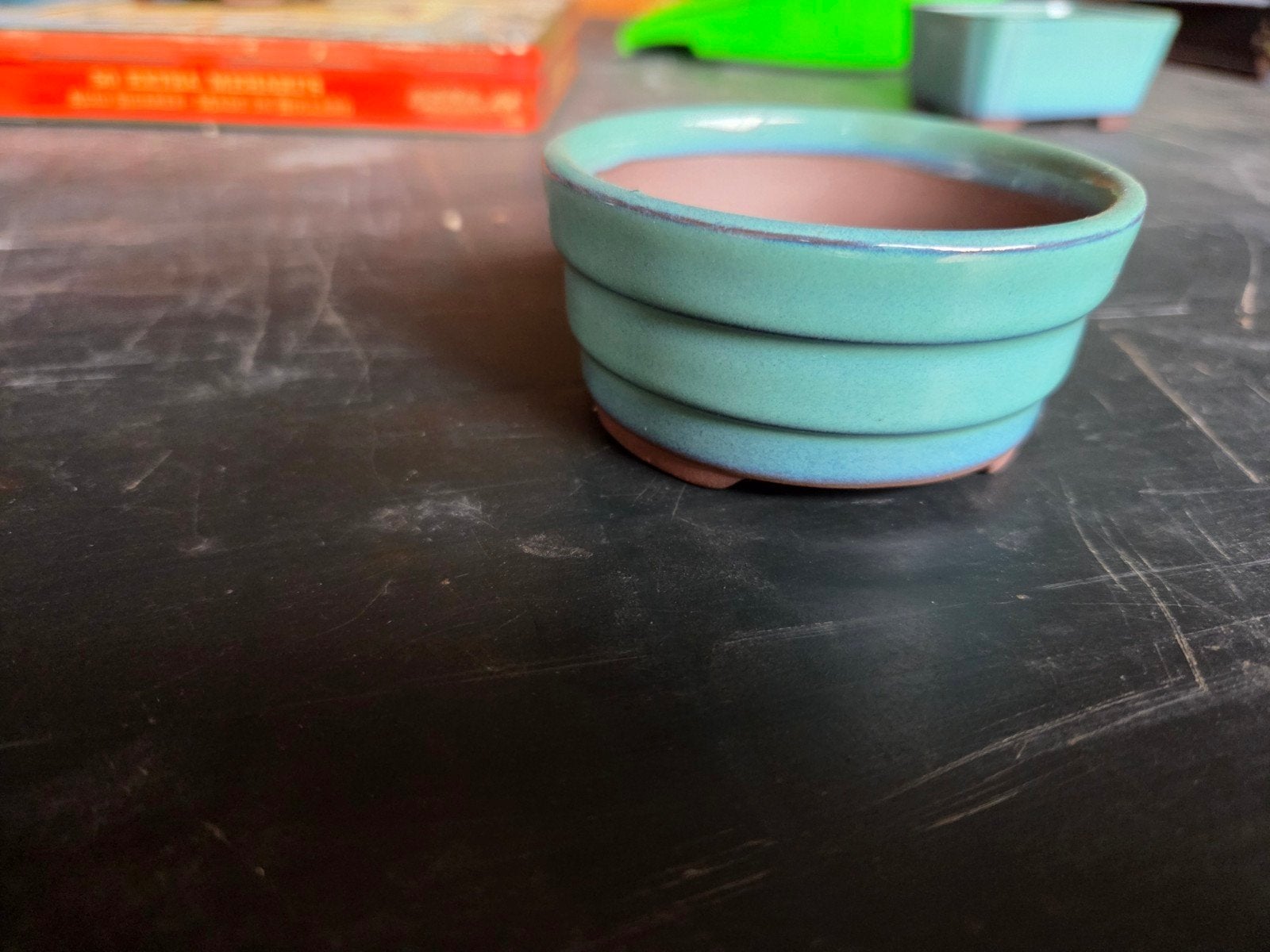 Mizutani Bonsai Schaal - Turquoise geglazuurd, Gebruikt, Rond, Binnen, Ophalen of Verzenden