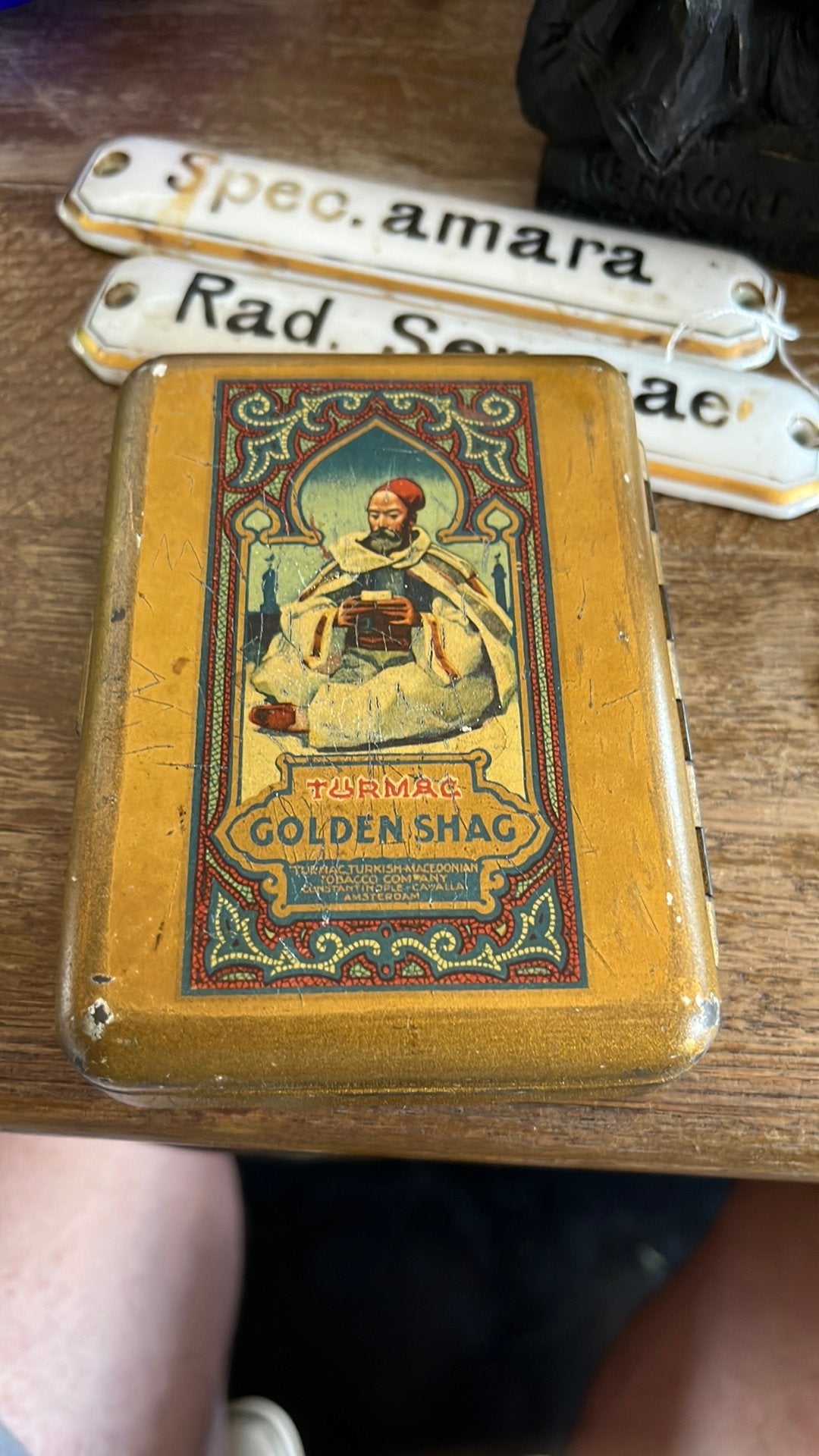 Turmac Golden Shag tabaksdoosje van blik, Ophalen of Verzenden, Zo goed als nieuw, Tabaksdoos of Verpakking