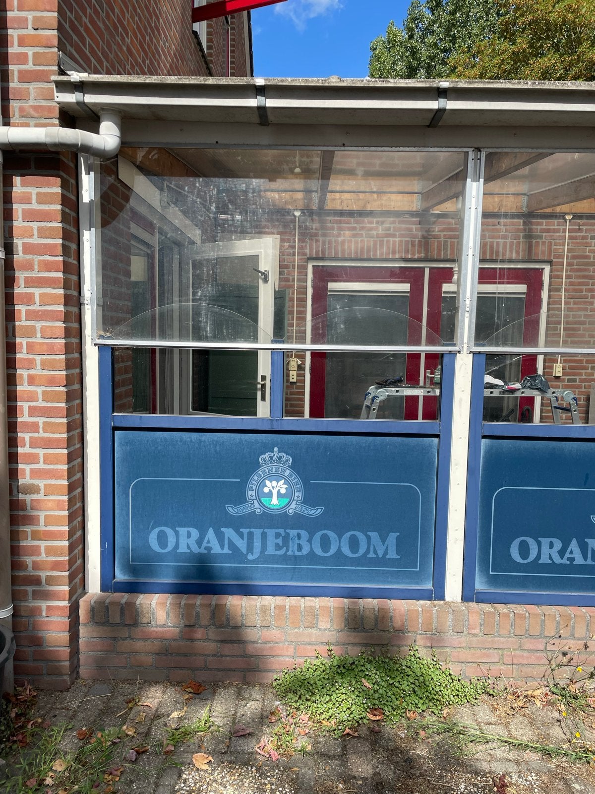 Oranjeboom terrasafscheiding/windscherm, Ophalen, Gebruikt