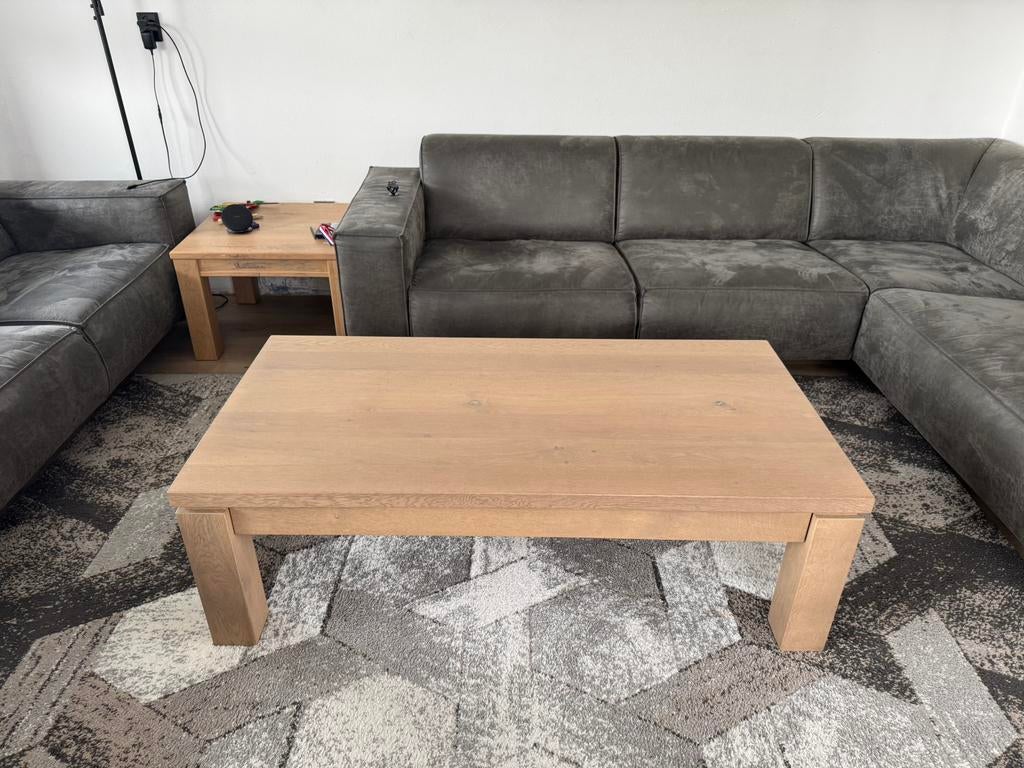 Hardhouten salontafel - 140x70x45cm - Hartog Wonen, Huis en Inrichting, Tafels | Salontafels, Ophalen, Gebruikt, 100 tot 150 cm