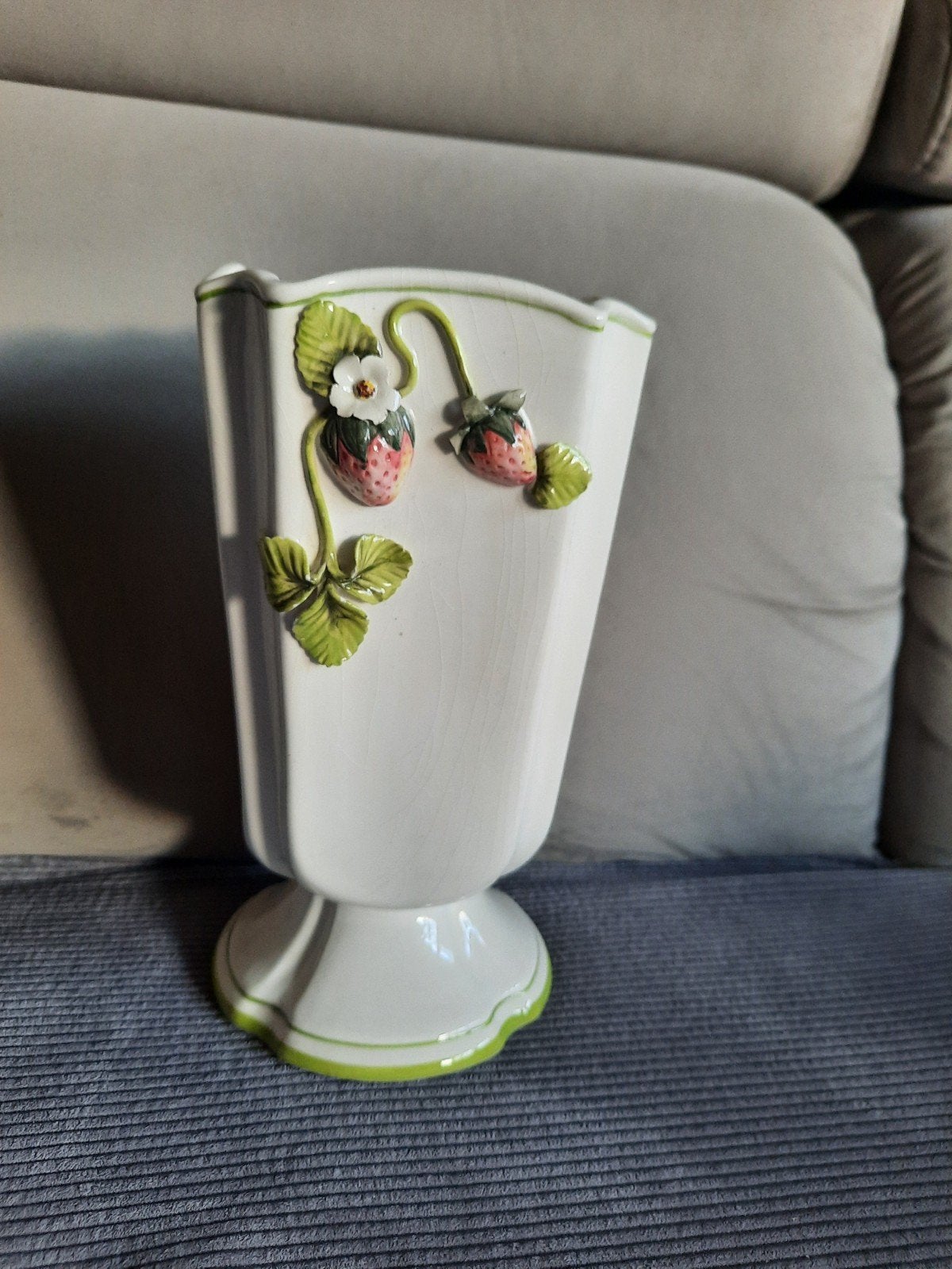 Vintage Italiaanse Vaas met Aardbeien - Keramiek, Ophalen of Verzenden