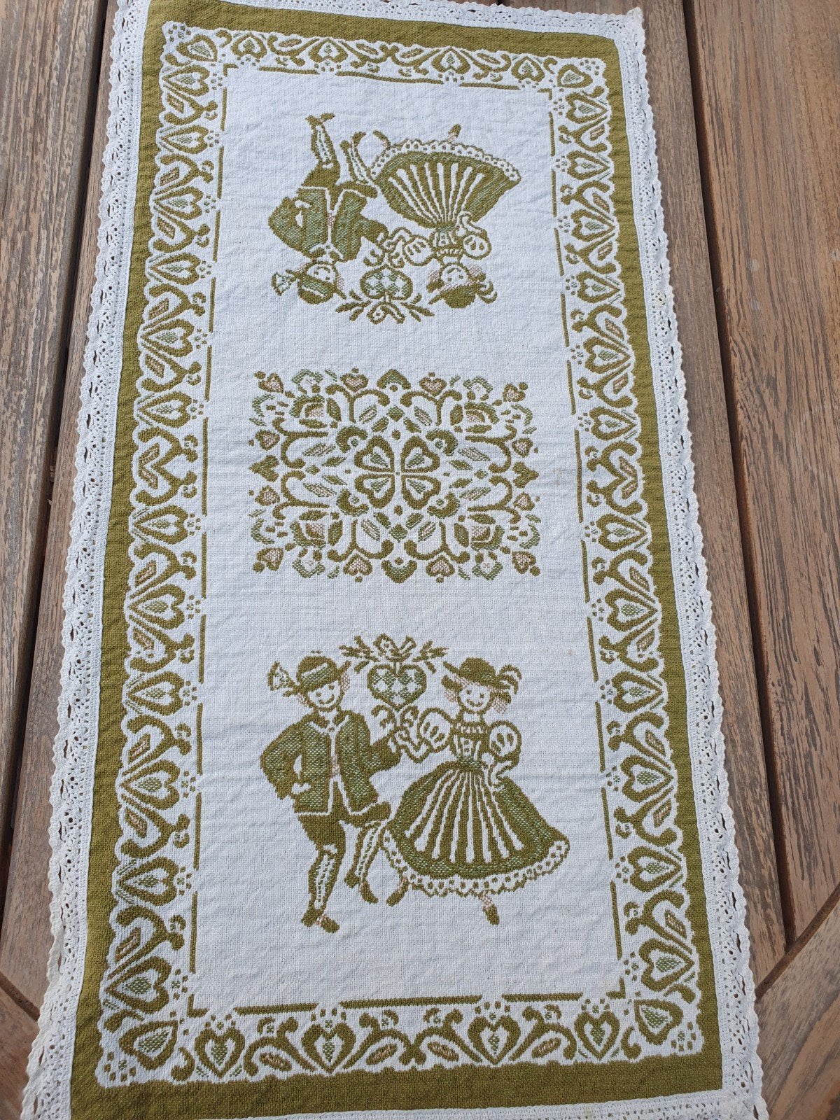 Vintage Tafelloper met Traditioneel Patroon, Antiek en Kunst, Ophalen of Verzenden